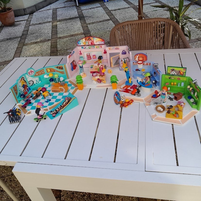 Playmobil "Shopping Mall" 4 sets, nette staat, compl. 9078 +, Gebruikt, Gebouw, Complete set, Ophalen of Verzenden