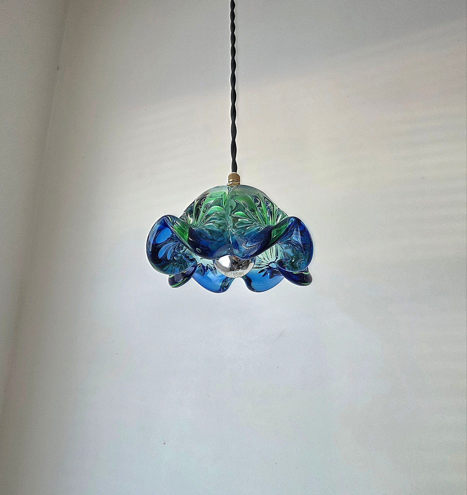 Vintage Boheemse (Chřibská / Sklo Union) glazen hanglamp, Antiek en Kunst, Ophalen of Verzenden
