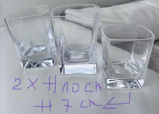 Lot de 3 verres gobelets carrés Keos en cristal de Sèvres, Antiquités & Art, Enlèvement ou Envoi