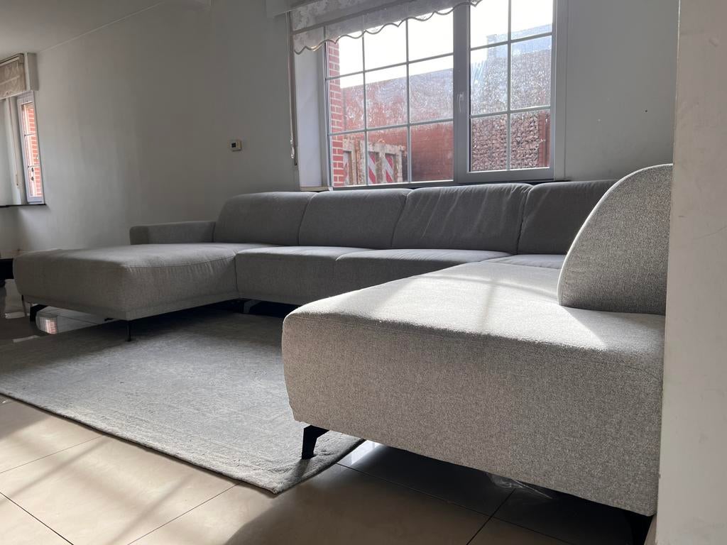 Zetel panoramisch lichtgrijs stof, Huis en Inrichting, Ophalen, Gebruikt, Stof