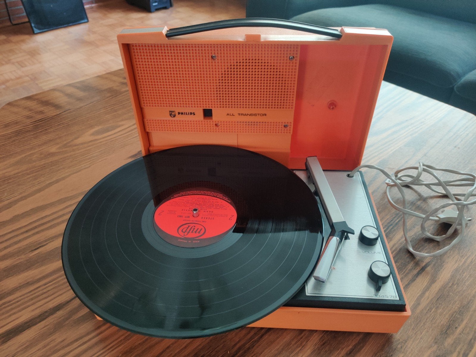 Vintage Vinyl Platenspeler Philips All Transistor, Ophalen, Gebruikt, Platenspeler, Philips