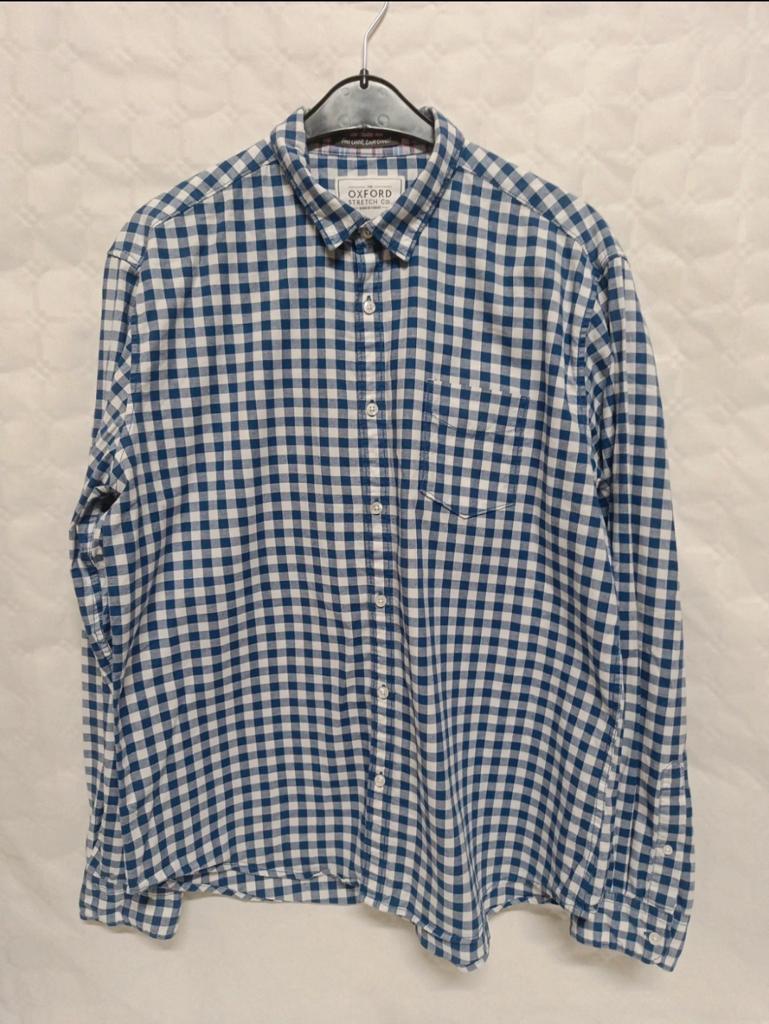 Chemise Oxford Stretch XXL carreaux bleu, Autres tours de cou, Enlèvement ou Envoi, Porté, Bleu