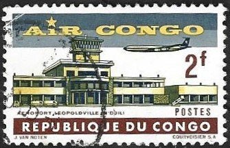 1 Air Congo  1963 Lucht Congo-Kinshasa, Timbres & Monnaies, Timbres | Afrique, Enlèvement ou Envoi, Autres pays, Affranchi