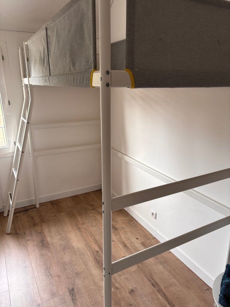 Lit 90x200 en mezzanine Vitval blanc/gris, 90 cm, Enlèvement ou Envoi, Une personne, Utilisé