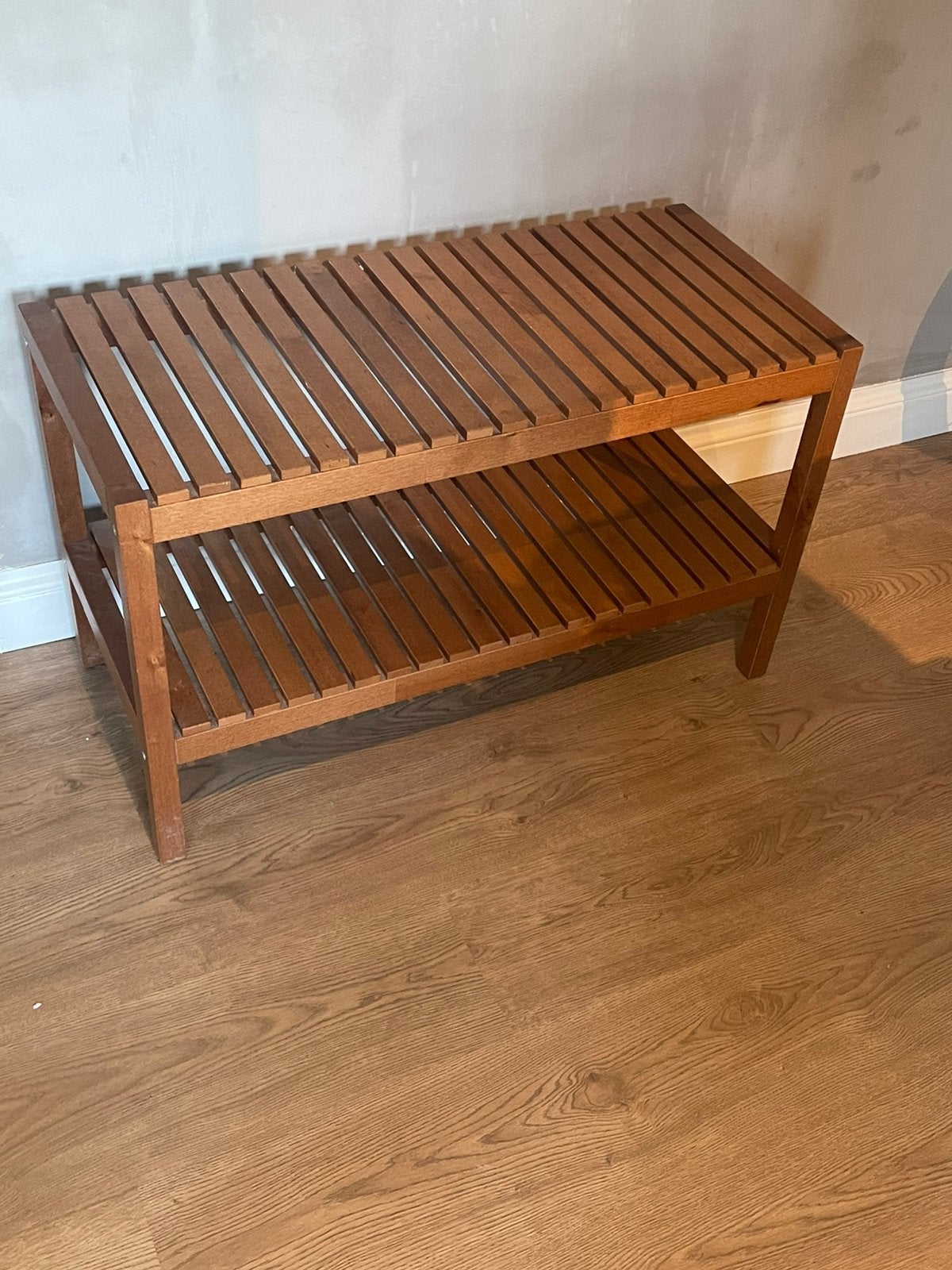Houten bankje , schoenrek, Ophalen, Zo goed als nieuw