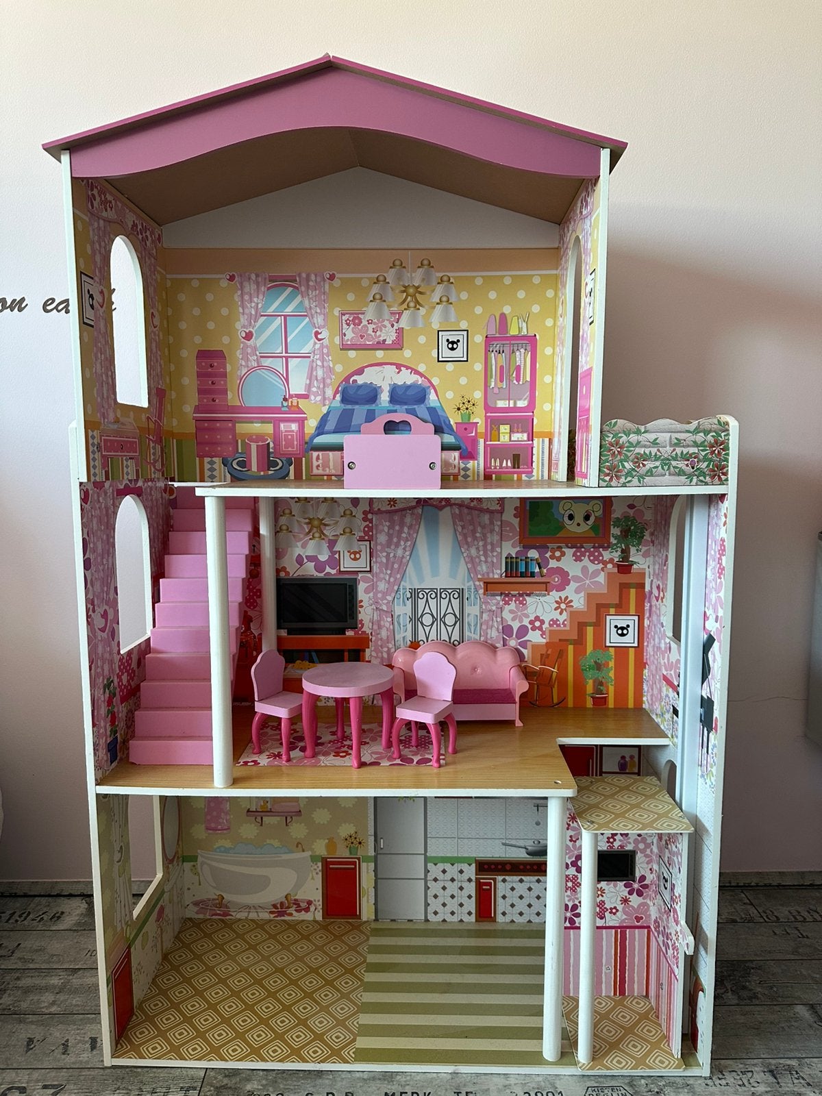 Roze poppenhuis, Ophalen, Zo goed als nieuw, Poppenhuis
