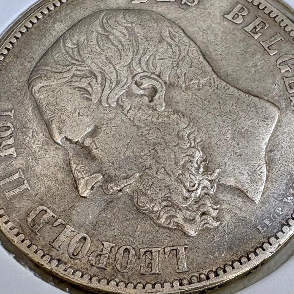 Zilveren 5 Frank Leopold II (1873) - 25g Zilver, Timbres & Monnaies, Monnaies | Belgique, Monnaie en vrac, Argent, Argent, Enlèvement ou Envoi
