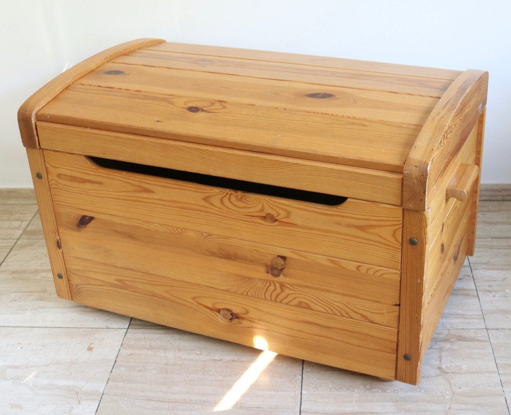 Vintage massief grenenhouten kist, Maison & Meubles, Accessoires pour la Maison | Coffres, Enlèvement, Pin