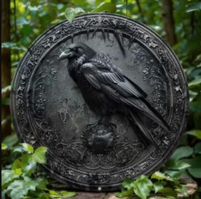 Assiette ronde vintage en métal - Vintage Raven (20 cm), Vintage, Enlèvement ou Envoi, Neuf, Métal