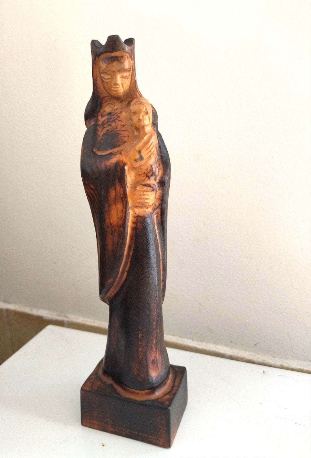 houten beeld van de Maagd Maria en het Kindje Jezus.26 cm, Antiek en Kunst, Art deco, Ophalen of Verzenden, 20 - 50 cm, Beeld