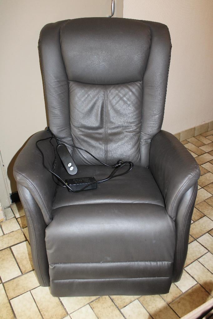 Relax électrique avec 1 moteur/élévateur - Cuir/PVC  Dalton., 75 à 100 cm, Synthétique, Enlèvement, Utilisé