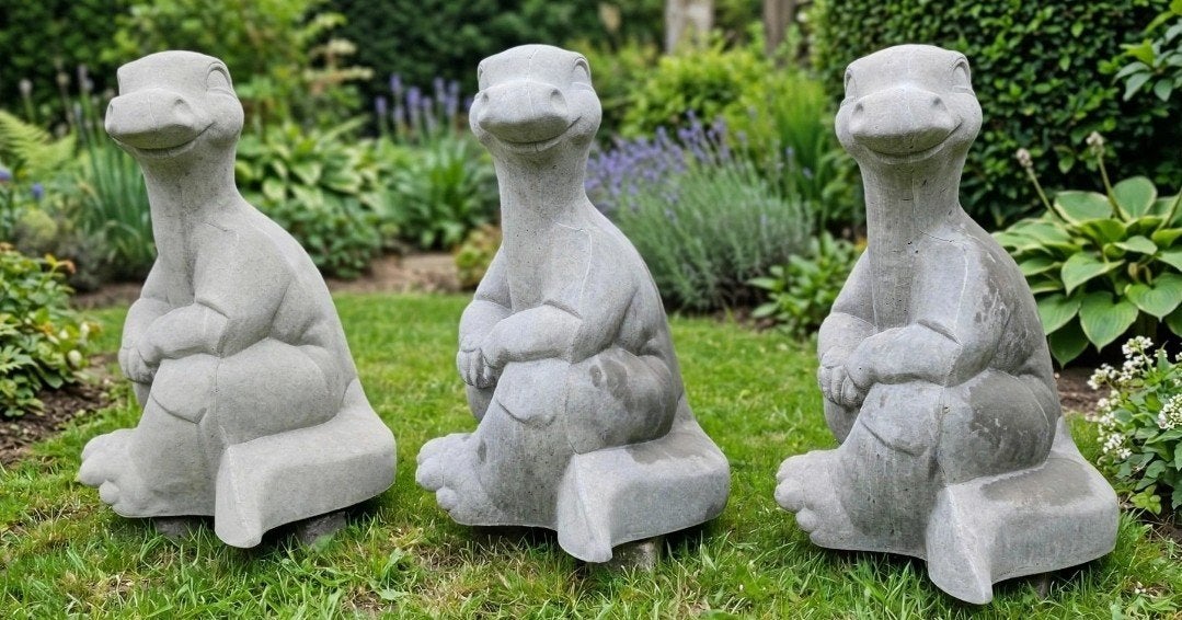Dino Dinosaurus beeld tuinbeeld beton, Tuin en Terras, Ophalen of Verzenden, Nieuw, Beton, Dierenbeeld