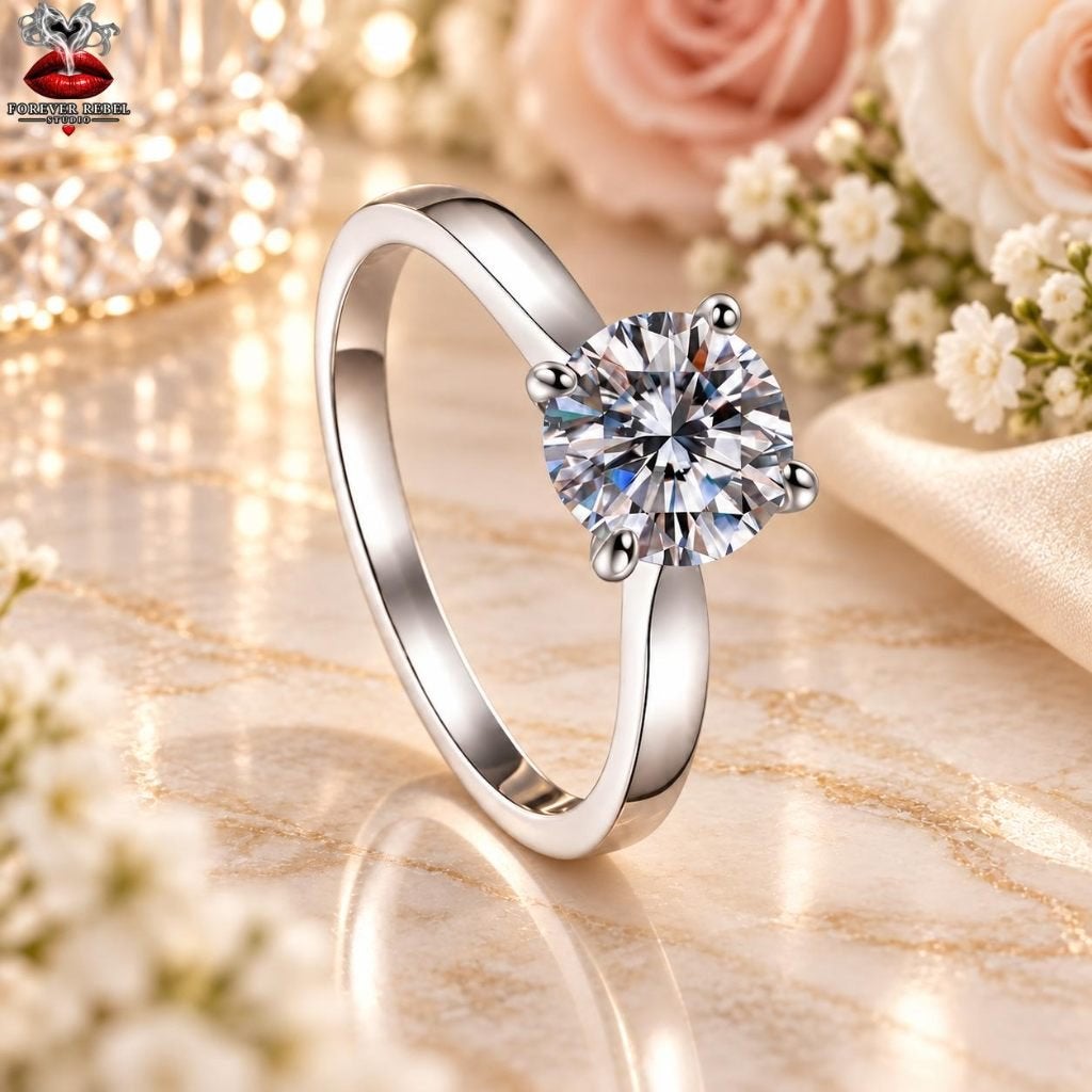 Cyralyn 1,0 ct Moissanite Ring 925 Zilver - Diverse maten, Handtassen en Accessoires, Verzenden, Nieuw, Met edelsteen, Dame