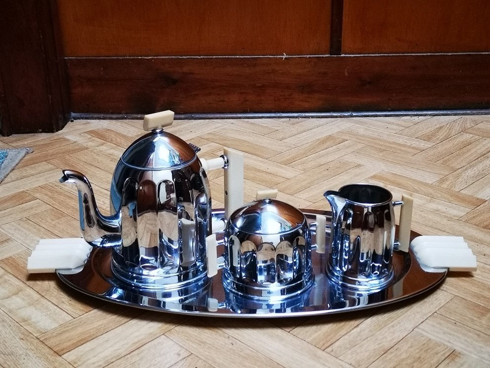 Superbe service à café (4 pièces) ART DECO Vintage, Enlèvement ou Envoi