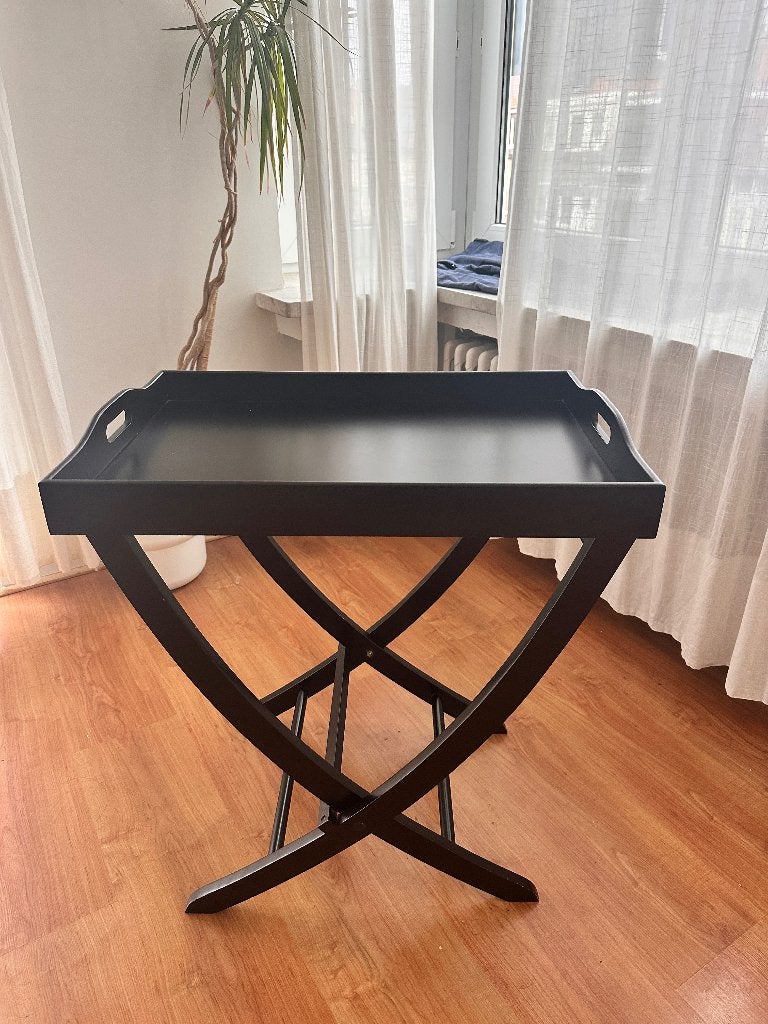 Belle table à plateau noire — Table d'appoint en bois, 25 à 50 cm, 50 à 100 cm, Comme neuf, Enlèvement