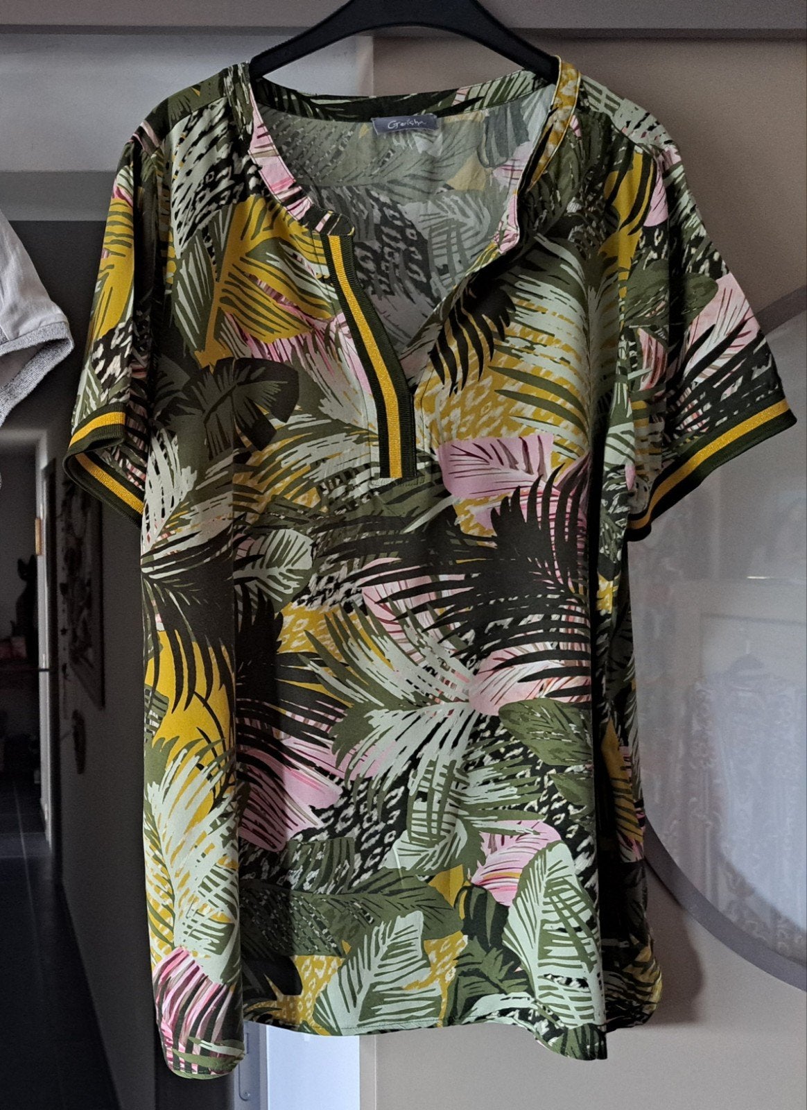 Geisha blouse met tropische print, XL, Kleding | Dames, Ophalen of Verzenden, Geel