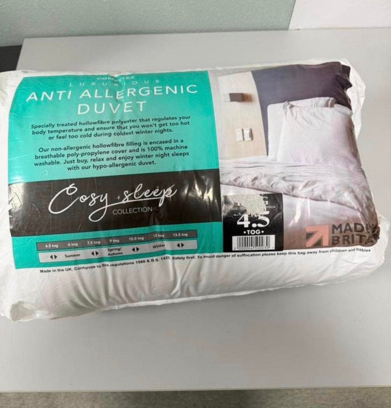 King Size Dekbed 230x225cm 4.5Tog Anti Allergisch Allergie, Huis en Inrichting, Slaapkamer | Beddengoed, Anti-allergisch, Ophalen of Verzenden