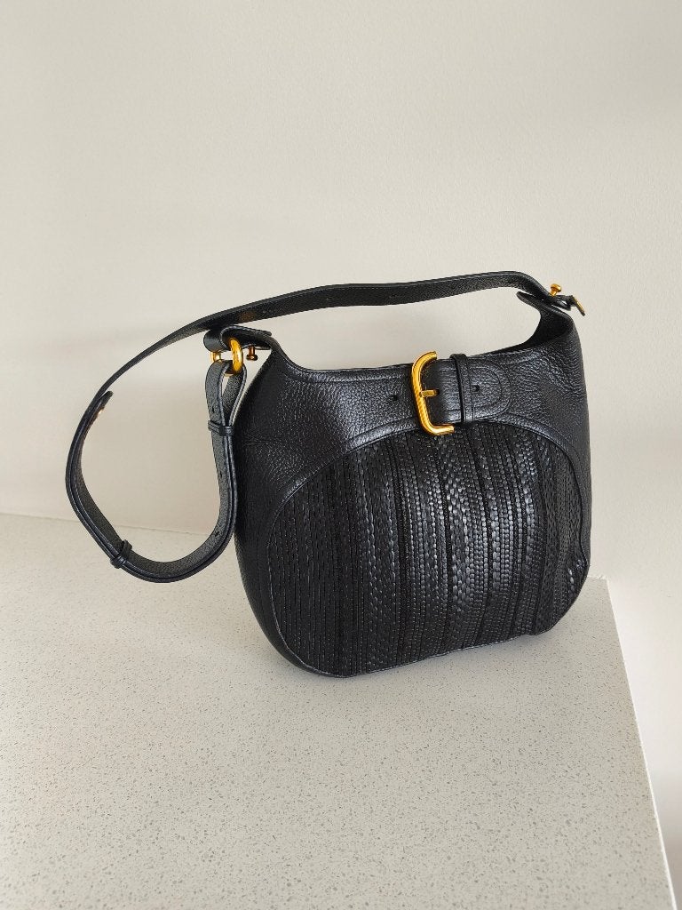 Sac à bandoulière Delvaux Souverain noir de Toile de Cuir, Enlèvement ou Envoi, Comme neuf, Noir, Cuir