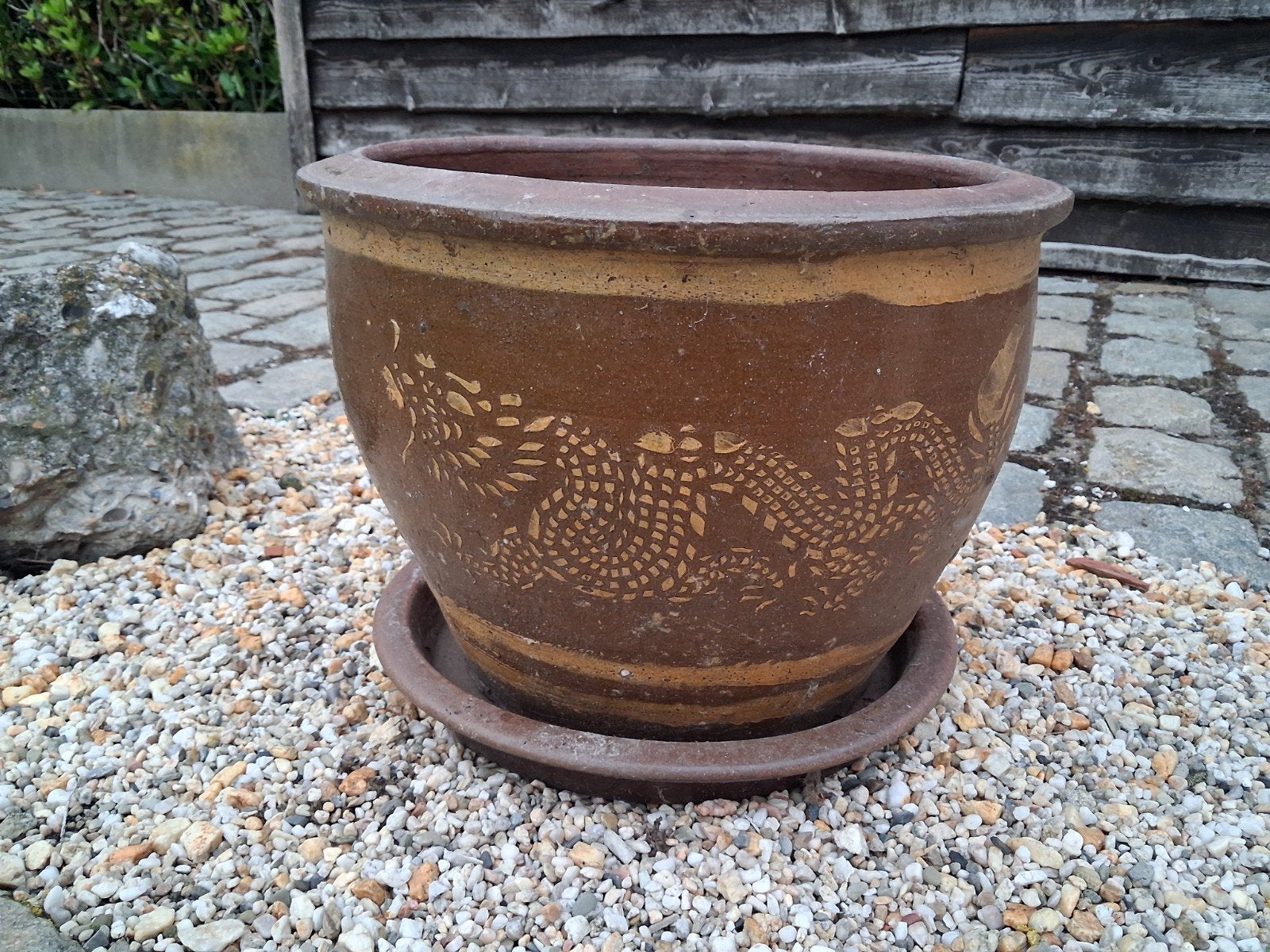 Bloempot + onderschaal, Ophalen, Terracotta