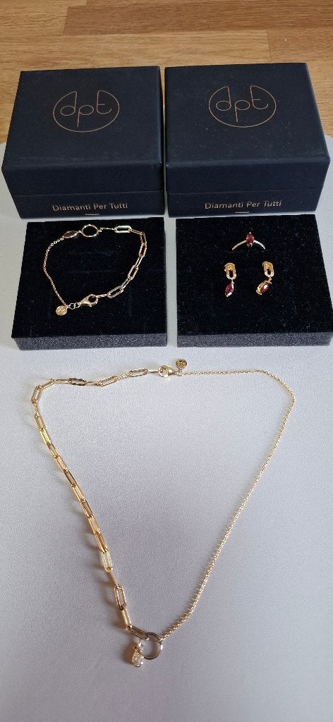 Diamanti Per Tutti sieraden pyroop en diamant 18 ct verguld, Ophalen, Zo goed als nieuw