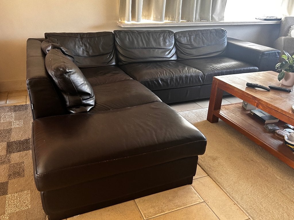 Lederen salonzetel, Huis en Inrichting, Ophalen, Zo goed als nieuw, Leer