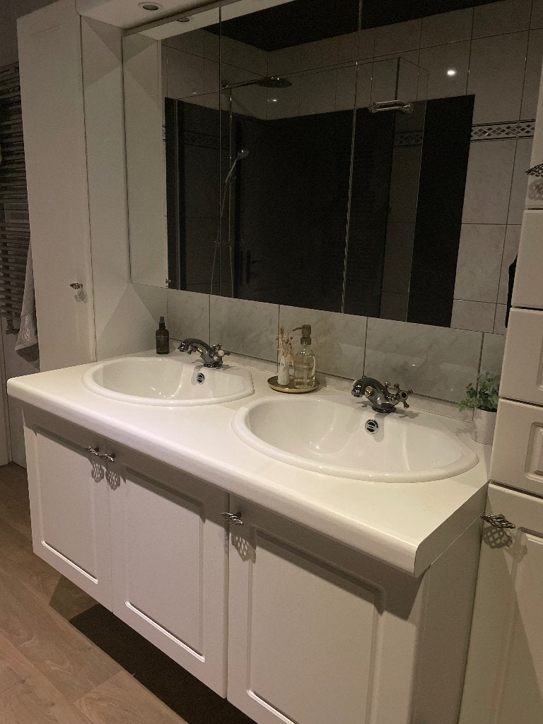 badkamermeubel met dubbele lavabo en spiegelkast, Ophalen, Gebruikt, Overige typen