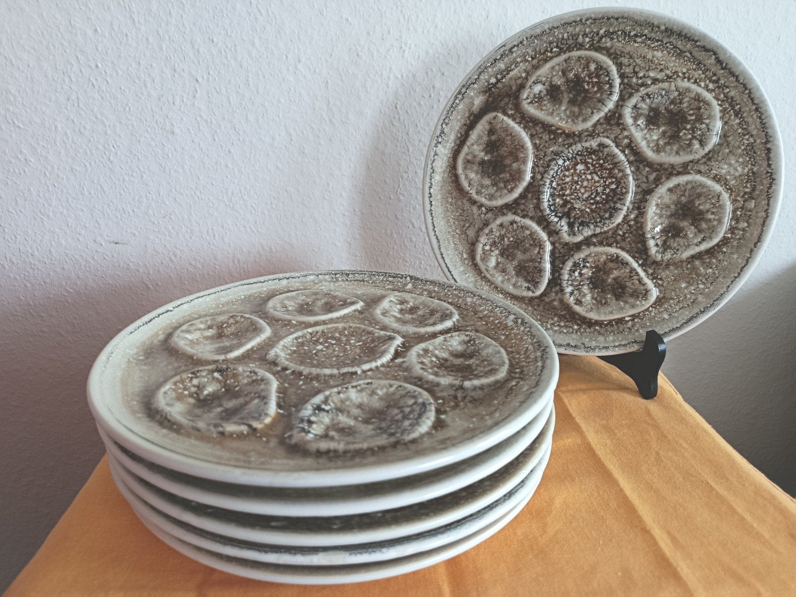 NIDERVILLER, 6 ASSIETTES À HUÎTRES 'Écume'