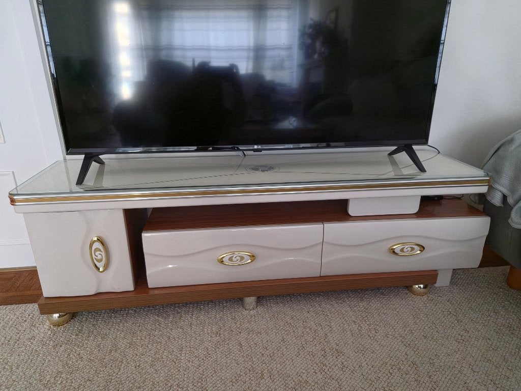 À DONNER - Meuble TV en verre/bois d'inginérie verni, 25 à 50 cm, Autres essences de bois, Moins de 100 cm, 100 à 150 cm