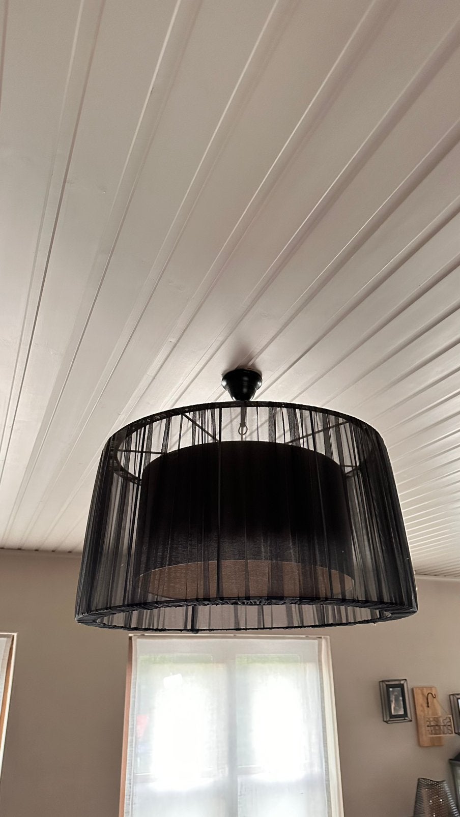 Lampenkap + luster, Ophalen, Zwart, Rond, 30 cm
