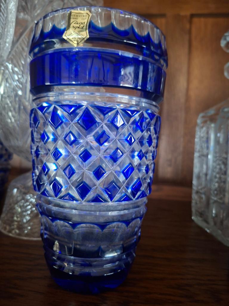 Kristal vaas handgemaakte polen Kristal blauw, Ophalen