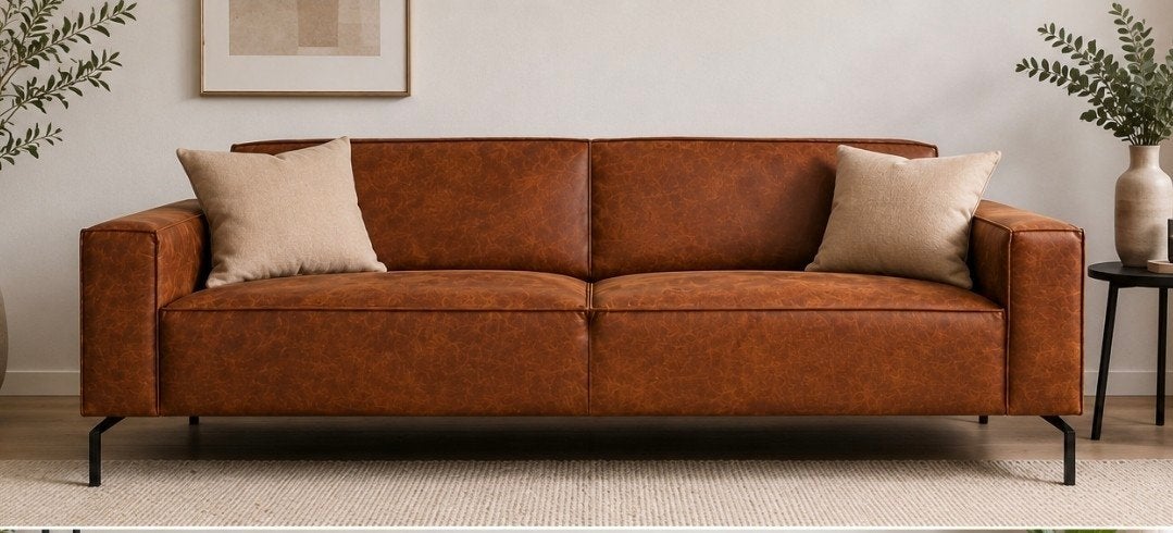 Cognac 3-zits zetel – leder, Ophalen