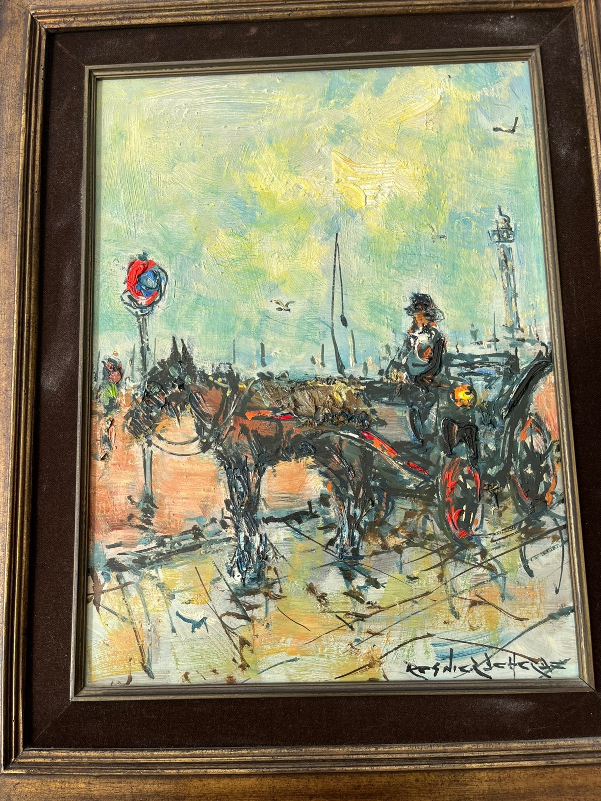 Carrosse à Ostende , R de la Haye, Antiquités & Art, Enlèvement, Expressionniste, Toile