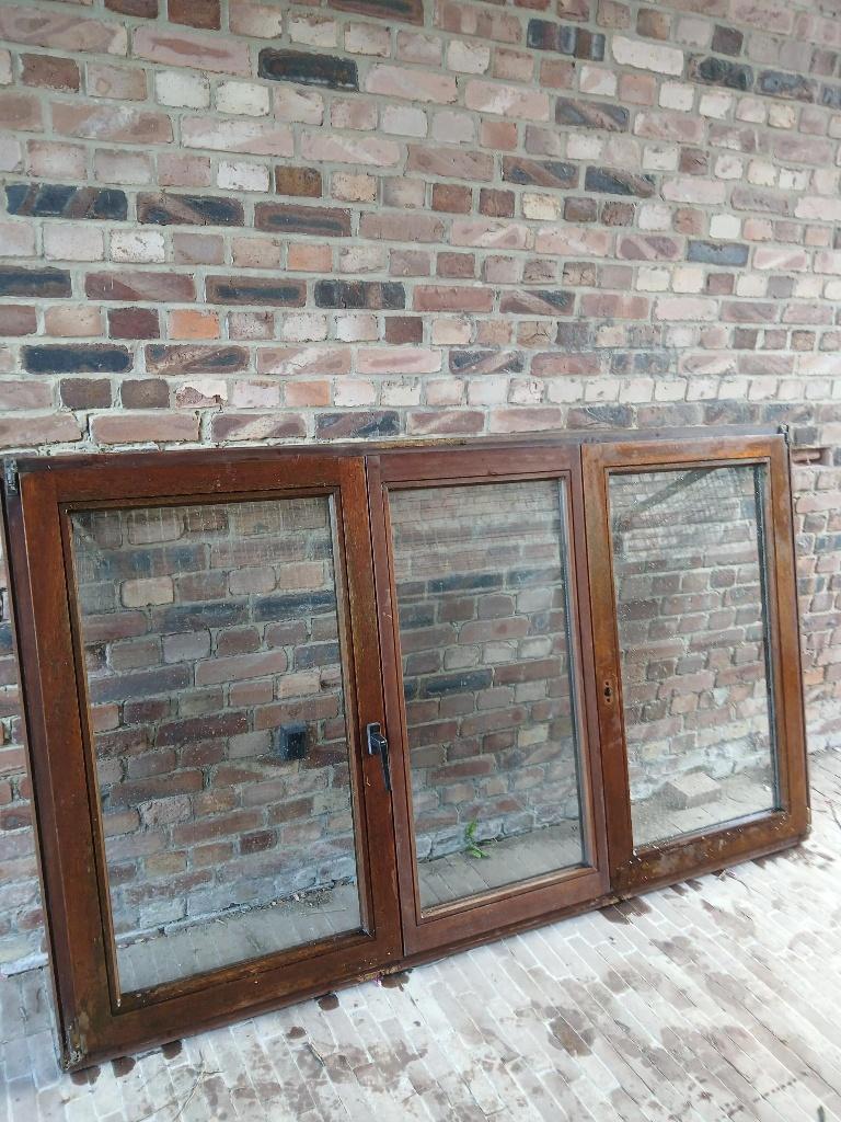 Meranti raam met dubbel glas, Ophalen, Gebruikt, Dubbelglas