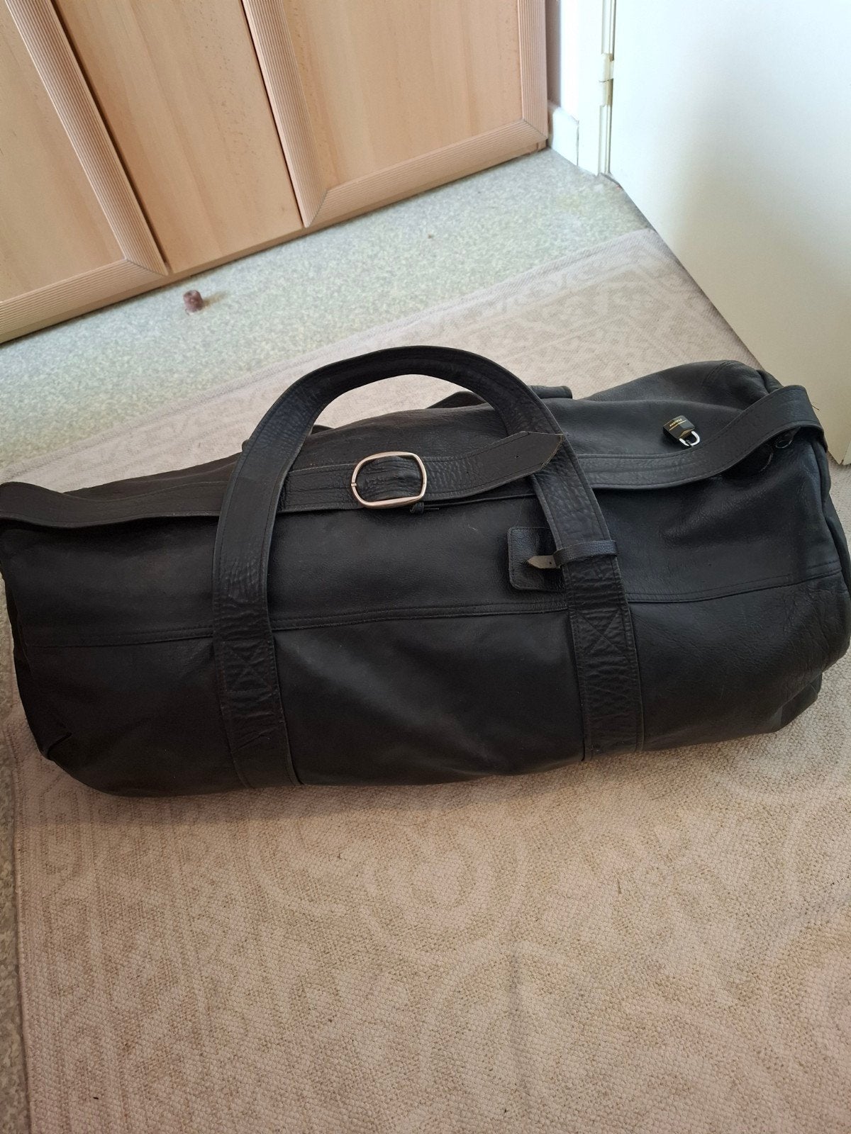 zwart lederen reistas of sport tas, Ophalen, Zwart, 60 tot 80 cm