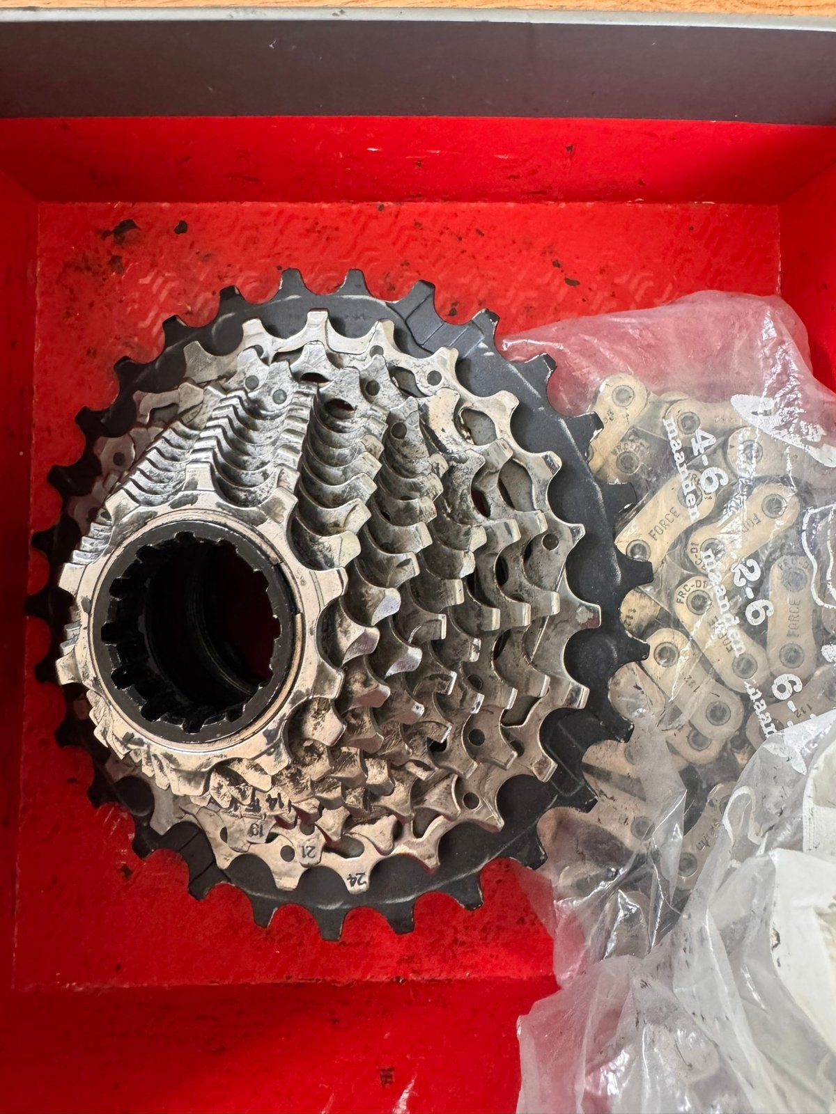 Sram force cassette, ketting en tandwielen, Fietsen en Brommers, Ophalen, Zo goed als nieuw