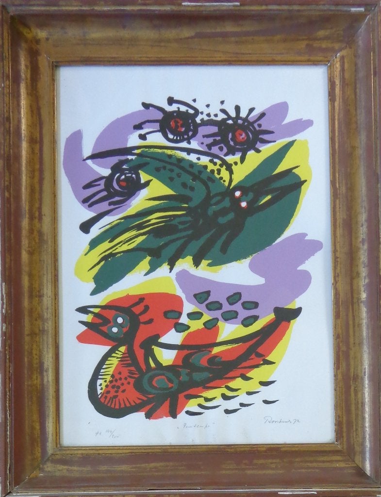 ANTON ROOSKENS / PRINTEMPS / KLEURLITHO / 95x74cm / KADER, Antiek en Kunst, Gesigneerd, Ophalen