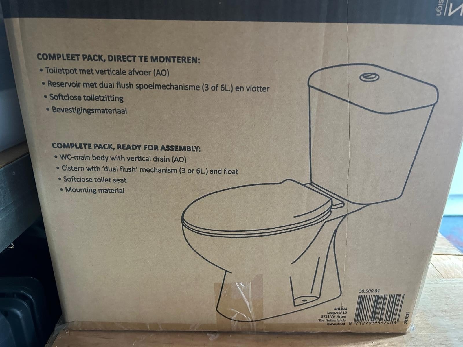 WC neuf dans son emballage, Doe-het-zelf en Bouw, Ophalen, Nieuw, Steen, Toilet