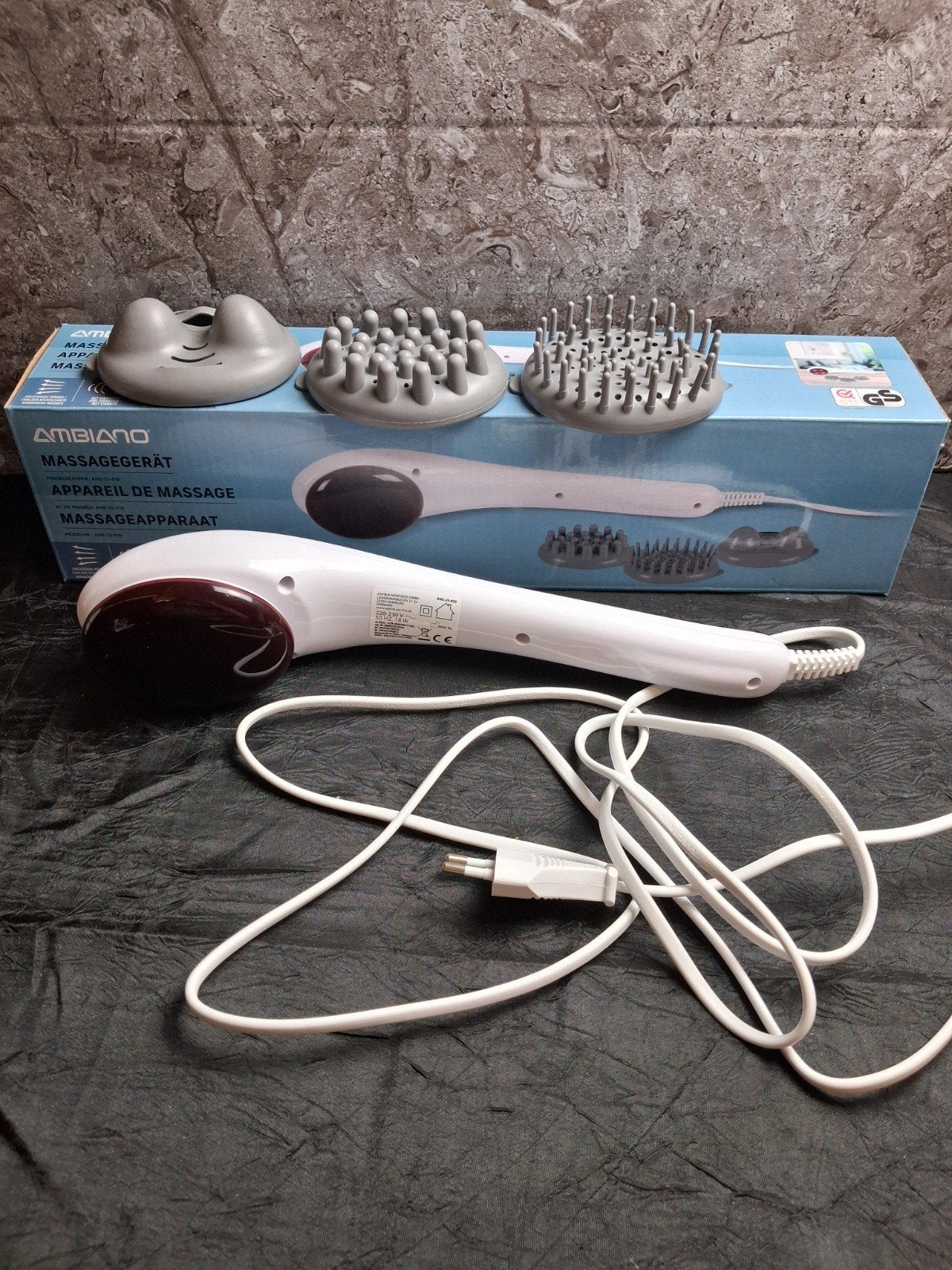 Appareil de massage Ambiano avec 3 embouts et boîte, Envoi, Utilisé