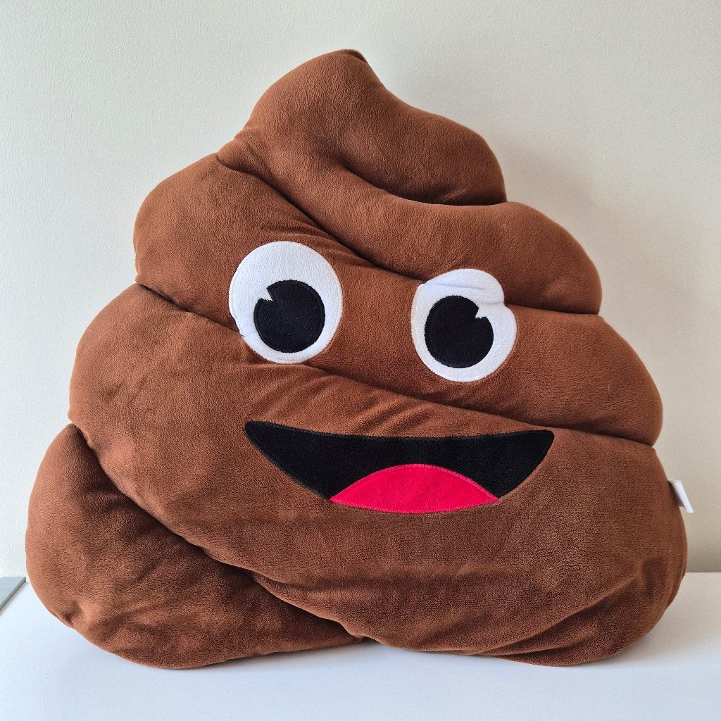 Kussen emoji lachend kakske, Gebruikt, Bruin, Ophalen of Verzenden, Sierkussen