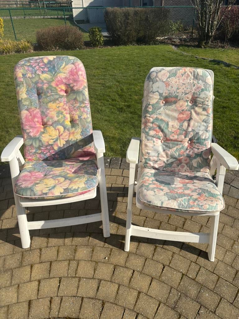 Tuinstoel hartmann met zitkussen, Ophalen, Gebruikt, Plastic, Verstelbaar