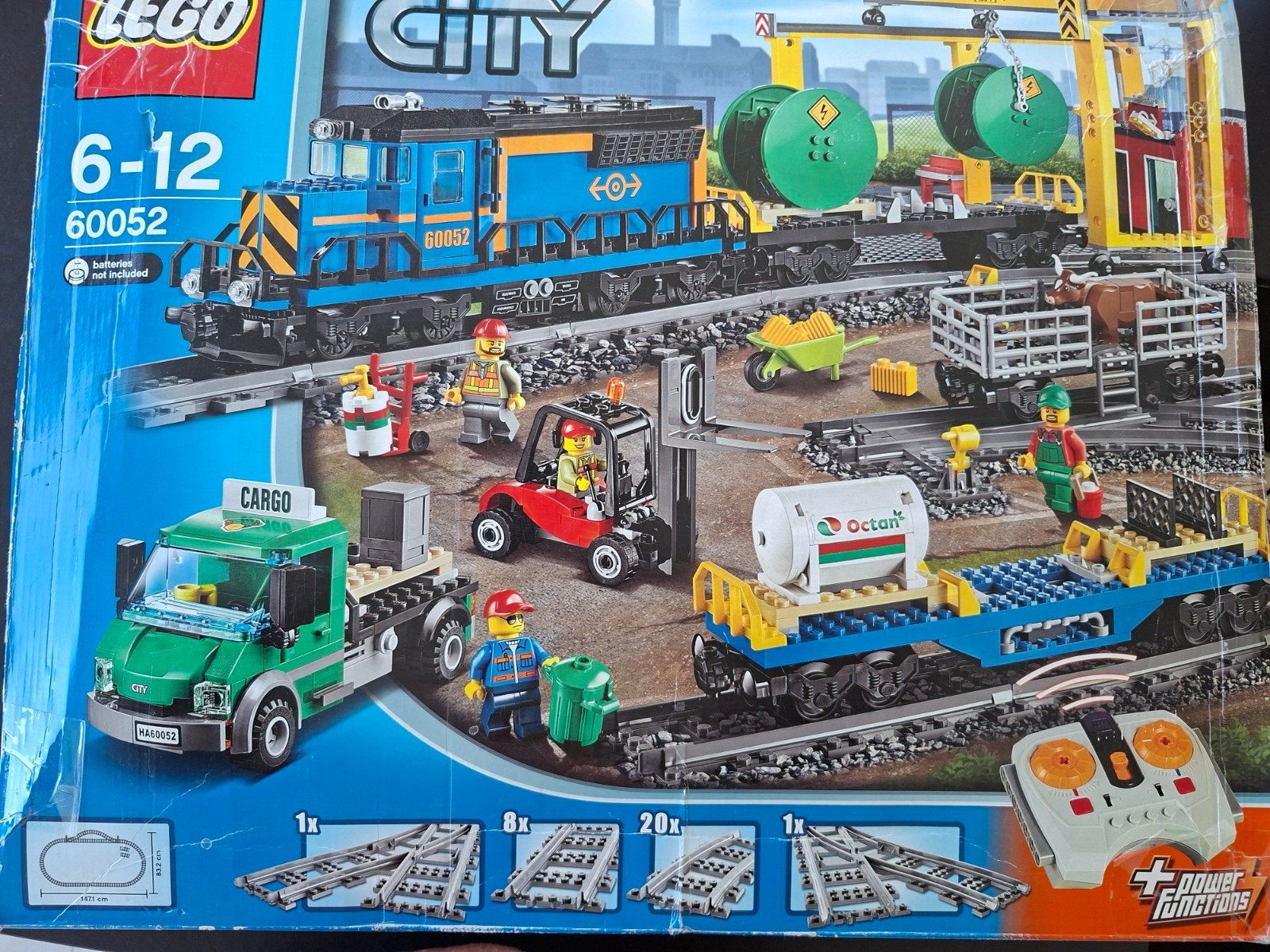 City vrachttrein 60052 en extra sporen en wissels in zak, Lego, Complete set, City, Gebruikt