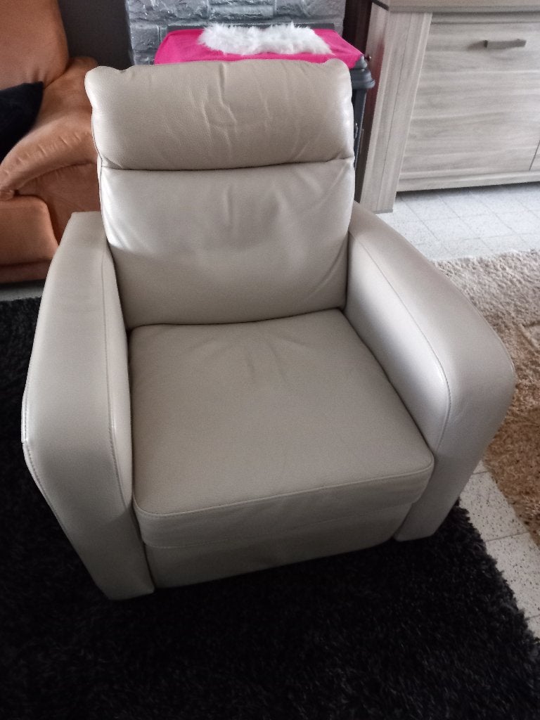 Manueel verstelbare lederen relax van italsofa, Maison & Meubles, Enlèvement, Comme neuf, Cuir