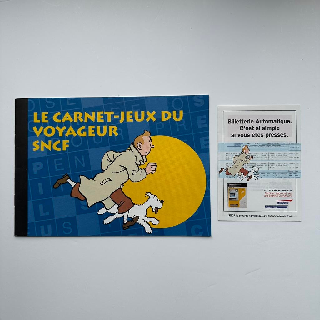 Tintin carnet jeux SCNF 1994 + dépliant rare neuf, Verzamelen, Verzenden, Kuifje, Nieuw, Boek of Spel
