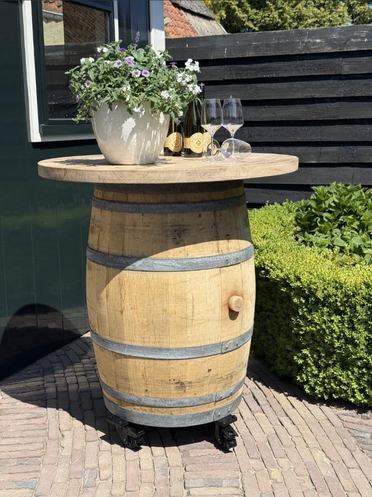 unieke statafel van een authentiek eiken wijn- of whiskyvat, Huis en Inrichting, Ophalen of Verzenden