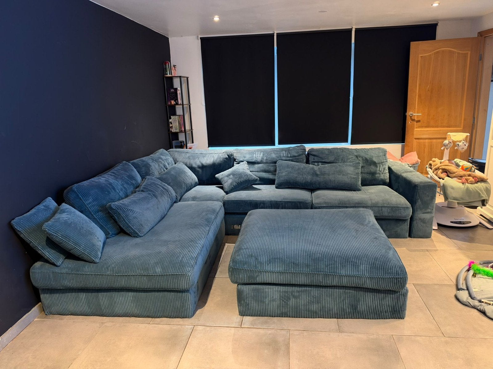 zetel petrol rib velours, Ophalen