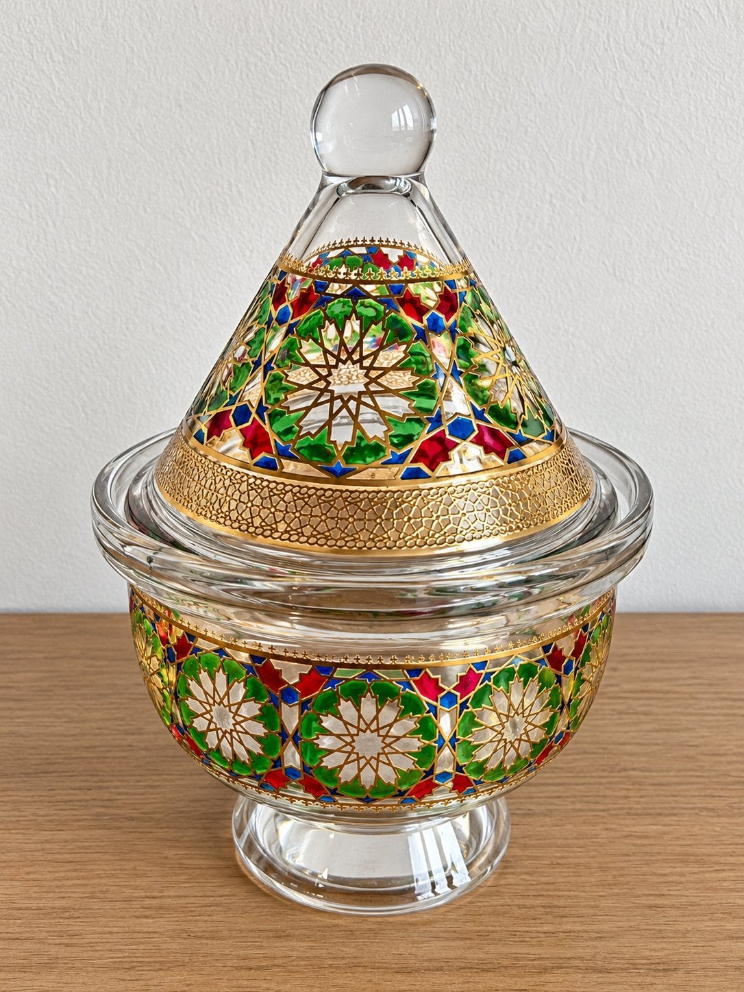 Decoratieve glazen suiker-/snoeppot met kleurrijk mozaïek, Ophalen, Nieuw, Blauw