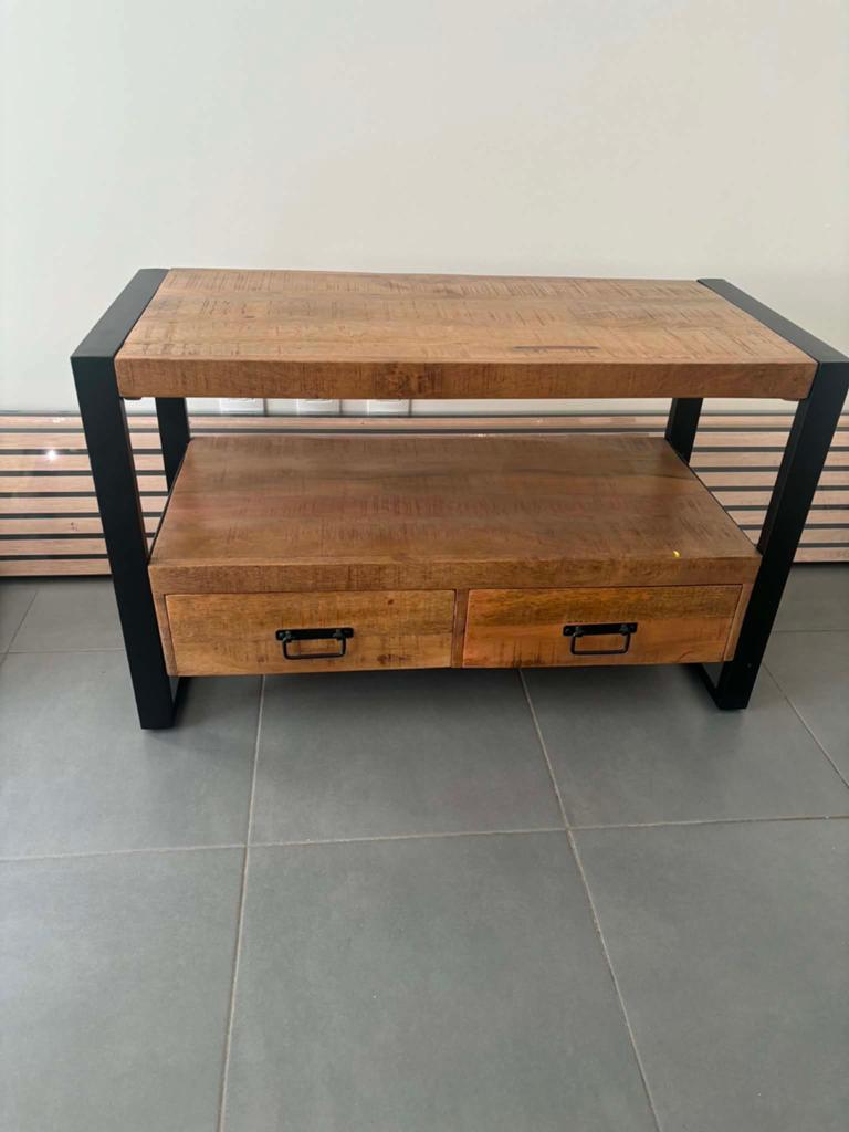 Meuble TV / Table basse style industriel en bois massif, Enlèvement, Comme neuf, Métal