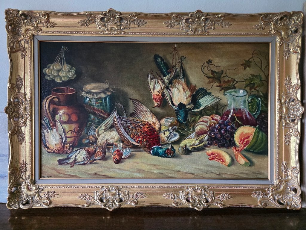 Schilderij oude meester, Antiquités & Art, Art | Peinture | Classique, Sous verre, Peinture à l'huile, Enlèvement, Nature morte