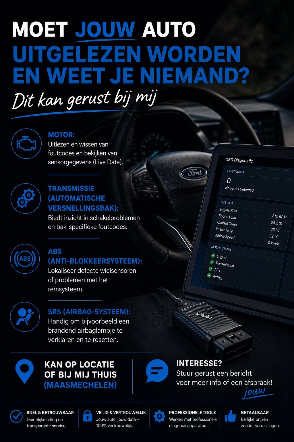 Auto diagnose & foutcodes uitlezen | Alle merken, Ophalen, Zo goed als nieuw