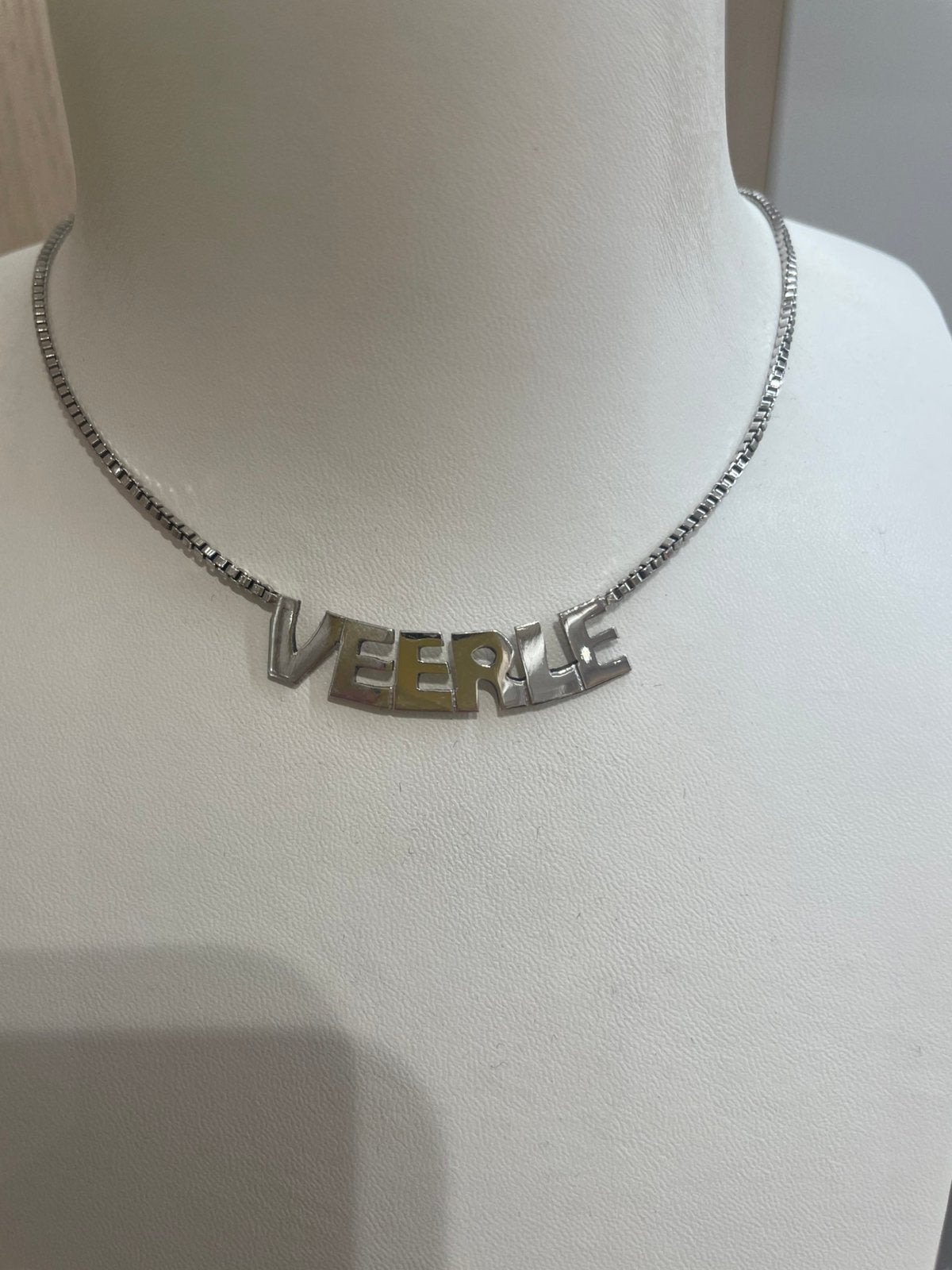 Naamketting zilver VEERLE, Handtassen en Accessoires, Verzenden, Zo goed als nieuw, Zilver, Zilver